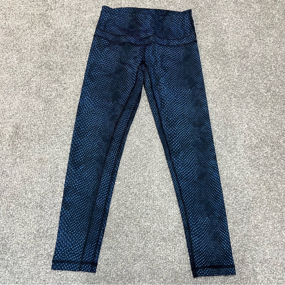 Varley leggings womens small Blue Snake print mid rise gym workout activewear